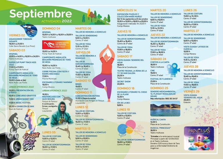 Más de 30 actividades en Huércal de Almería para el mes de septiembre